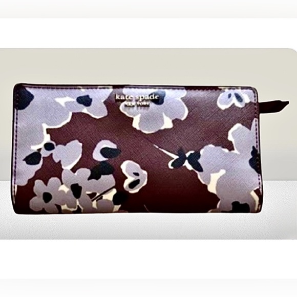 KATE SPADE WALLET CAMERON FLORAL LARGE CONTINENTAL WALLET PURPLE